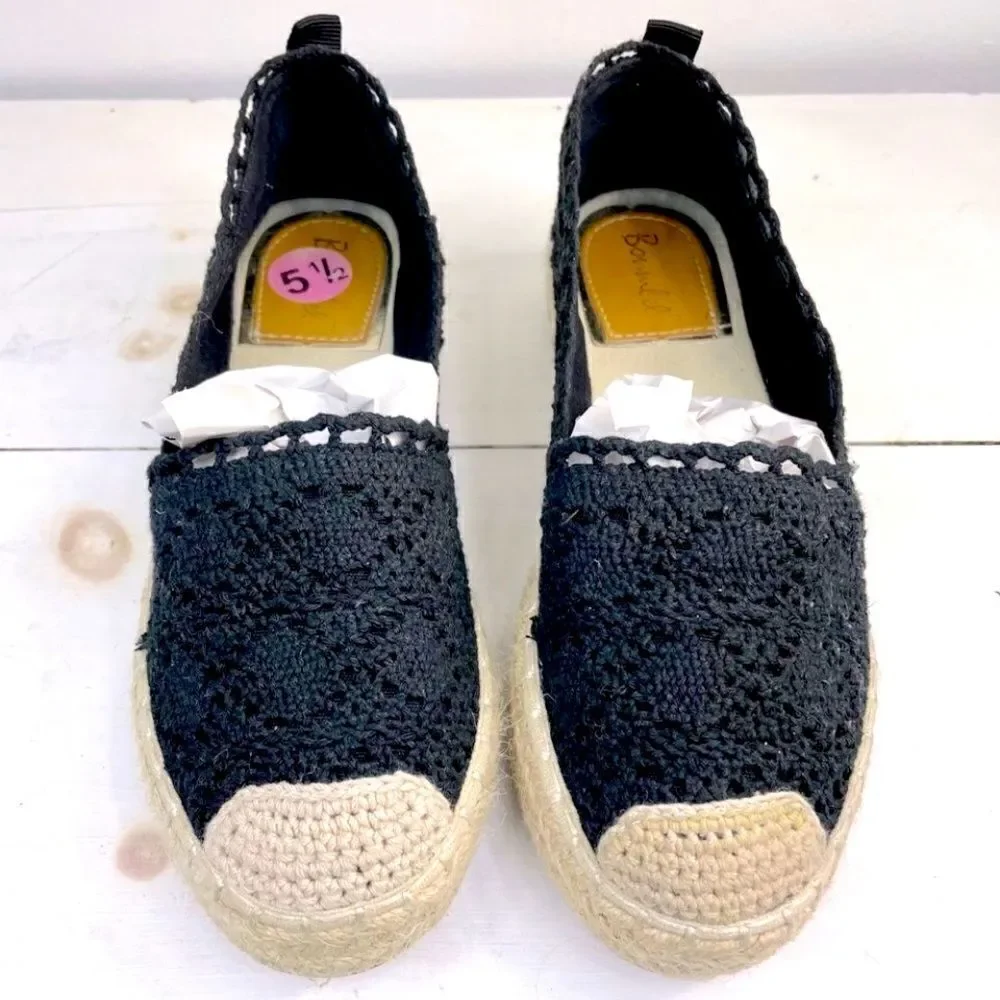 Bonnibel black crochet espadrilles 5.5 slip on